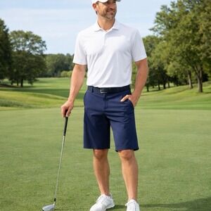 Greg Norman Navy Blue Golf Shorts Size 34 Stretch Performance Fabric